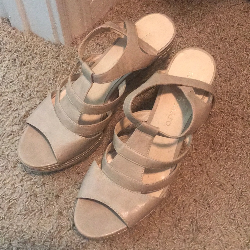 Franco Sarto Nude Beige Wedges